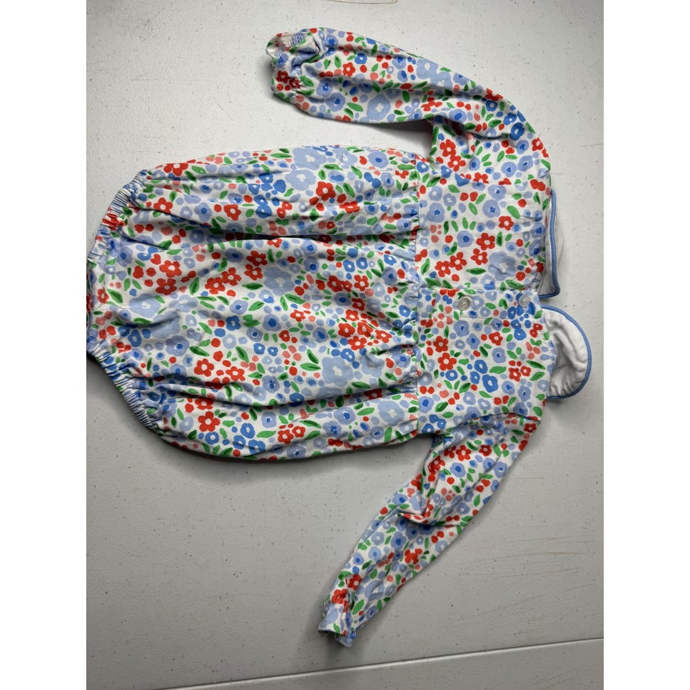 The Oaks Apparel Company Baby Girls Floral Peter Pan Collar Bubble Romper 9M - Picture 2 of 3